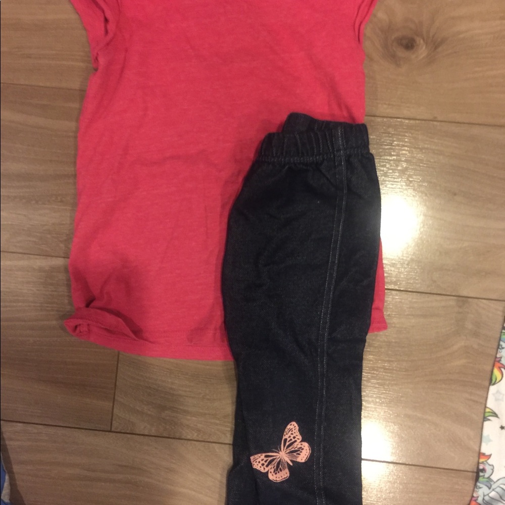 Girls pink top and butterfly pants